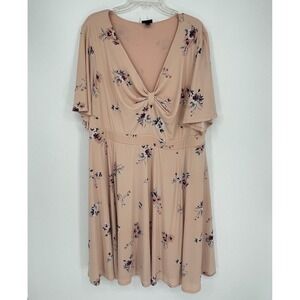 Torrid Women's Pink Floral V-Neck Flutter Sleeve Skater Dress Size 3X